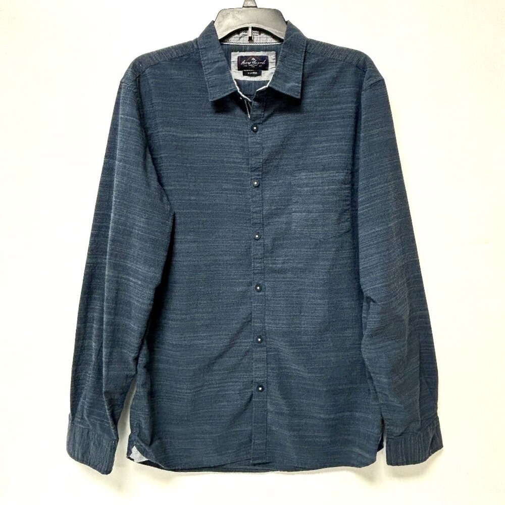 Across The Pond Men's Long Sleeve Button-Up Shirt Blue Men's Size XL